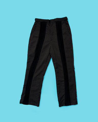 The Pinstripe + Pleated Denim Trousers